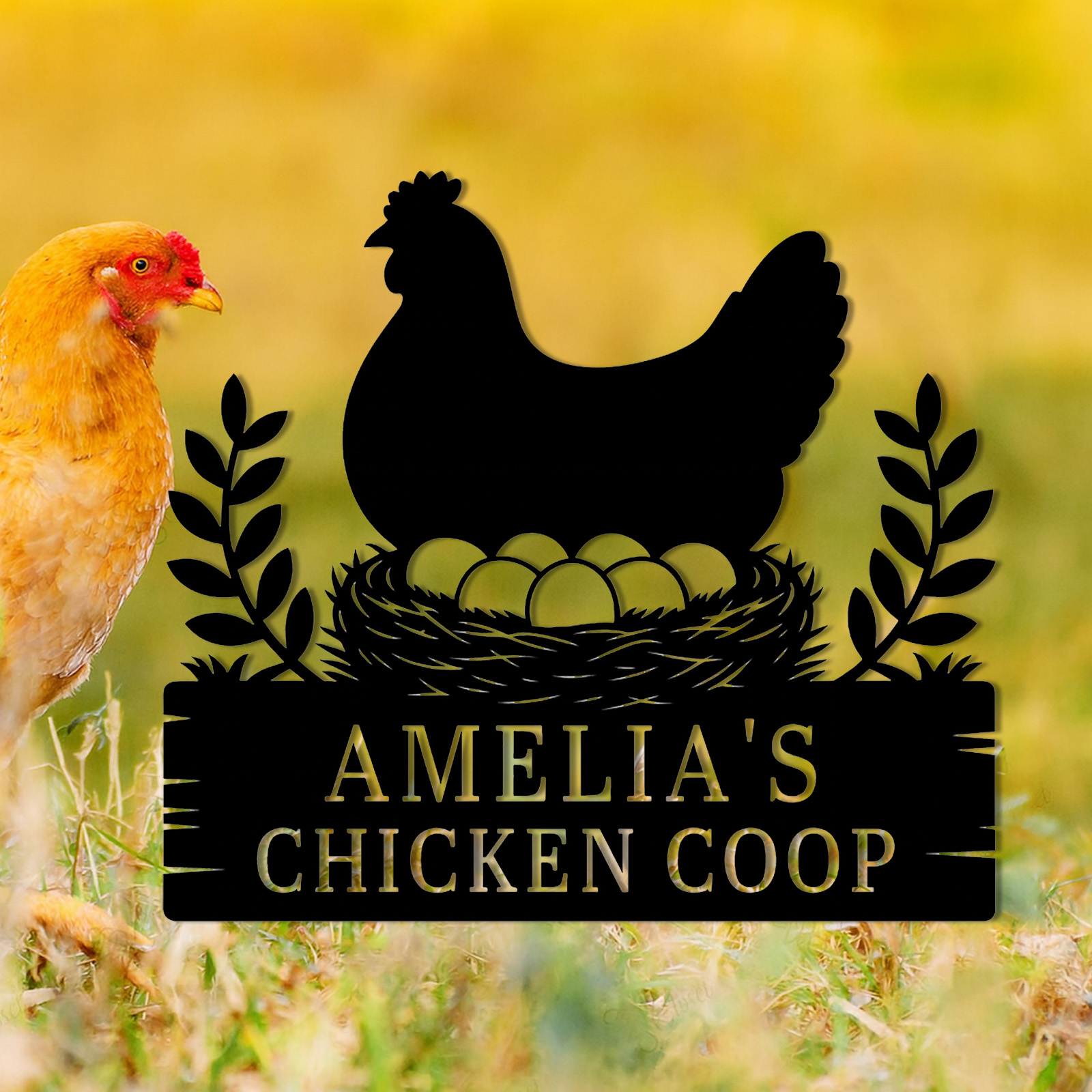 Custom Chicken Coop Sign,Chicken Coop Name Sign,Farm Chicken Coop Wall Sign,Hen House Metal Decor, Hen House Decor,Chicken Lover Gift
