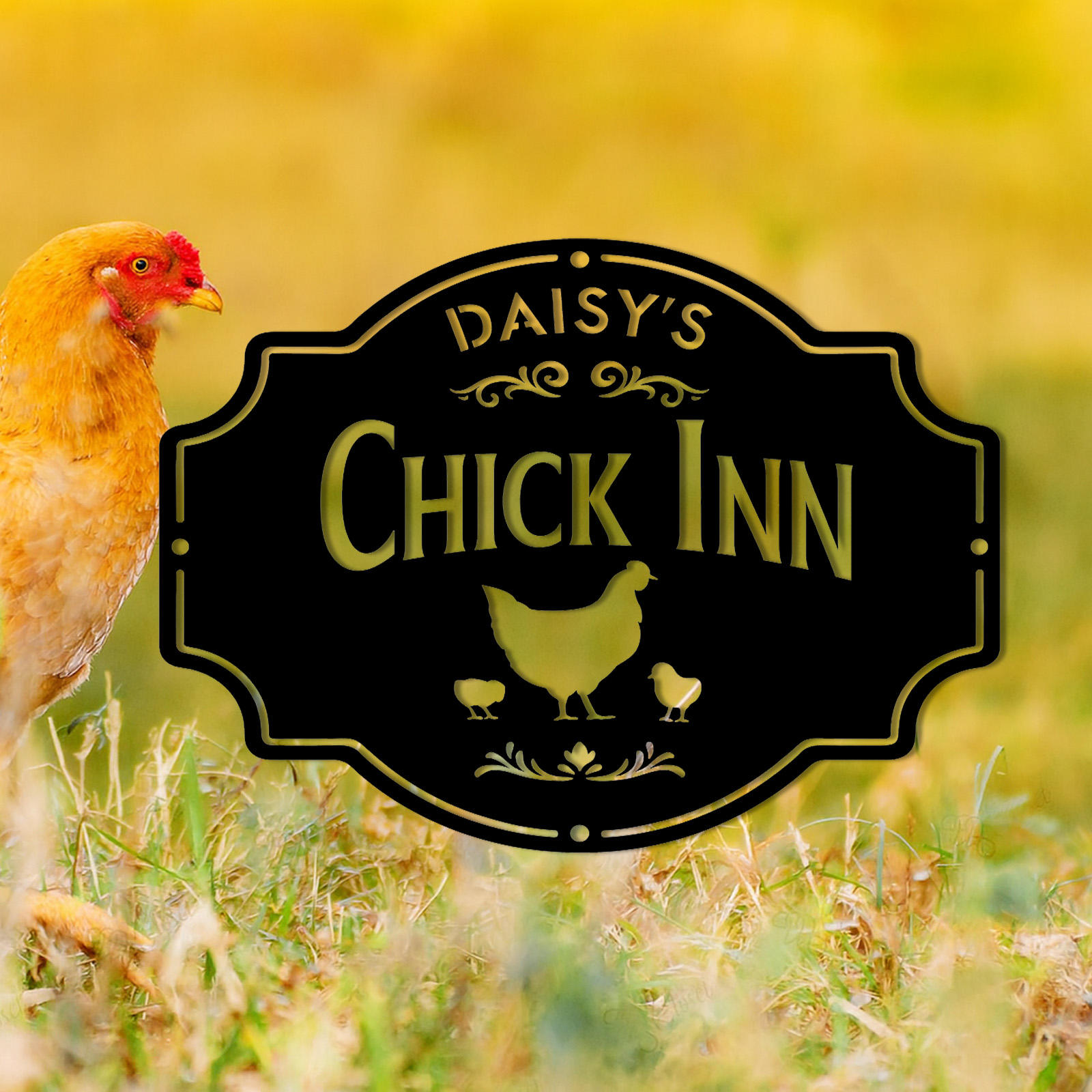 Custom Chicken Coop Metal Sign, Personalized Hen House Farm Sign, Outdoor Farmhouse Metal Wall Decor