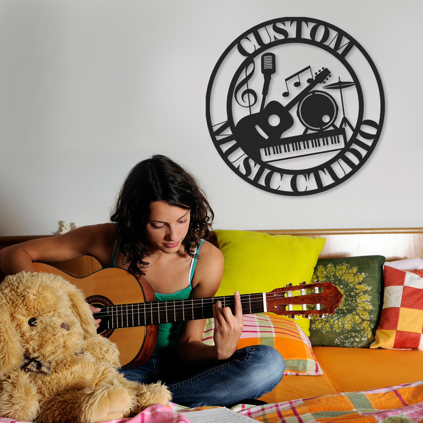 Custom Music Room Metal Sign, Personalized Musical Instruments Wall Art for Studio or Home, Gift for Music Lovers