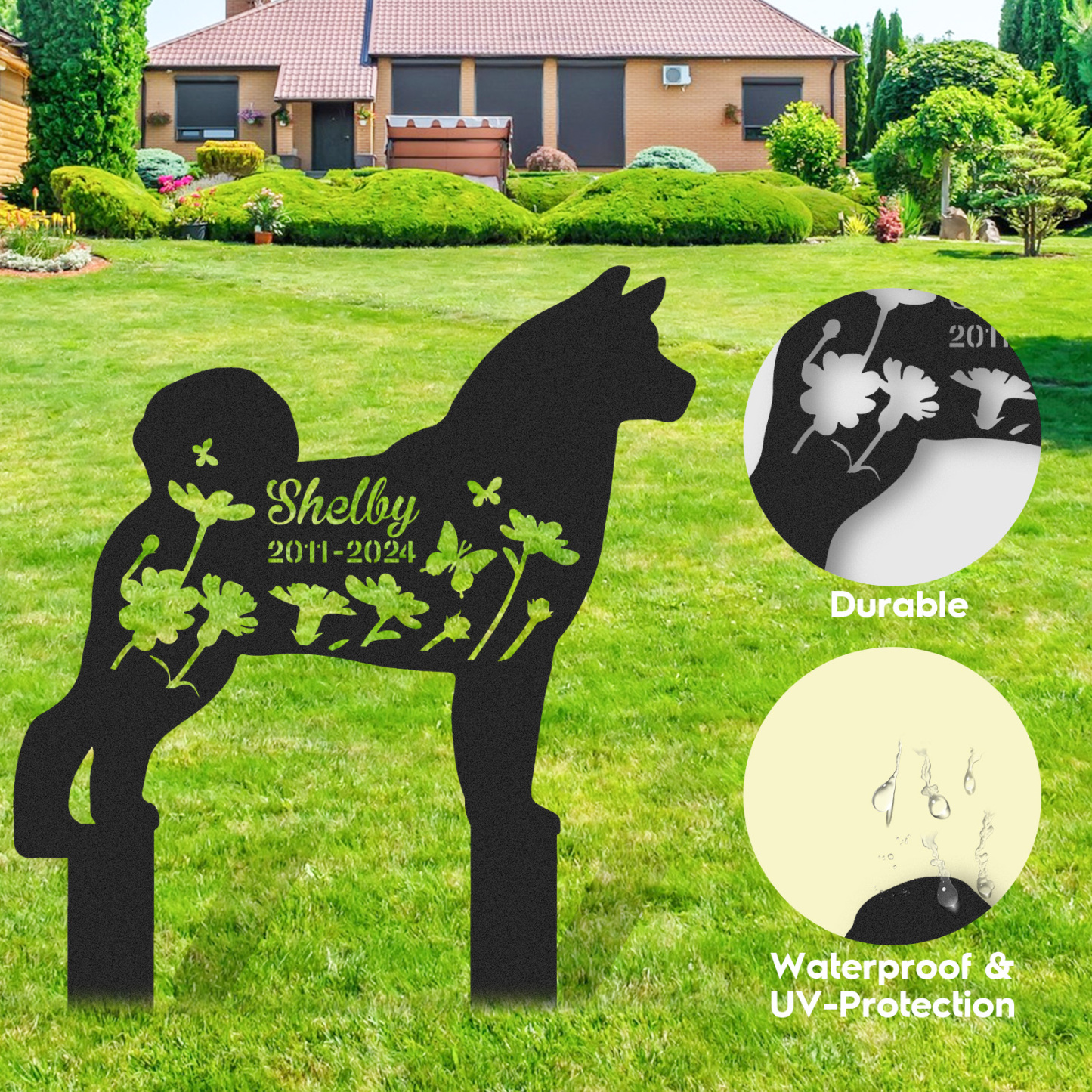 Custom Akita Dog Memorial Stake, Dog Loss Gift, Pet Grave Marker, Dog Remembrance Stake, Garden Sign, Yard Decor, Dog Lover Gift