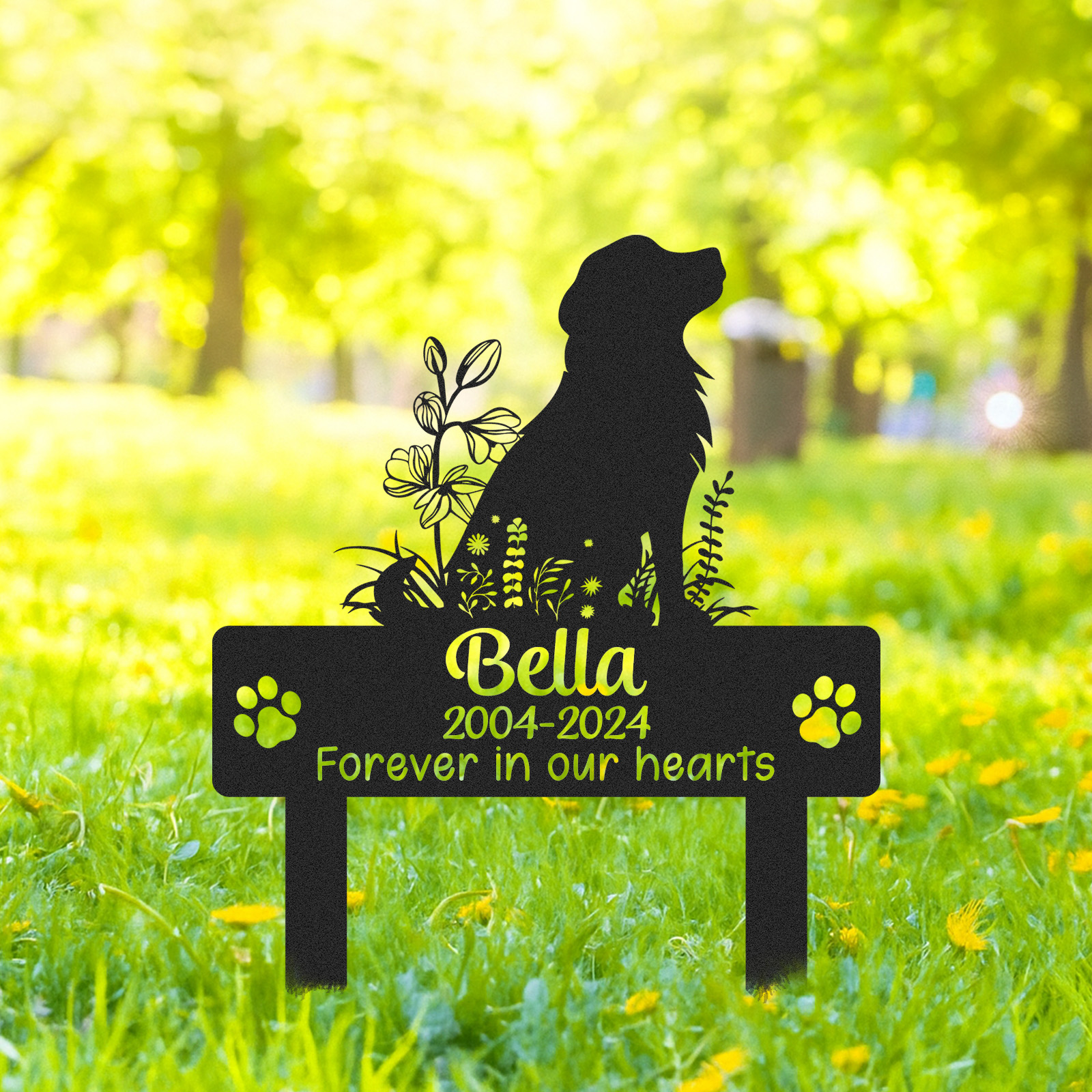 Personalized Pet Grave Marker for Golden Retriever, Custom Outdoor Memorial Garden Sign