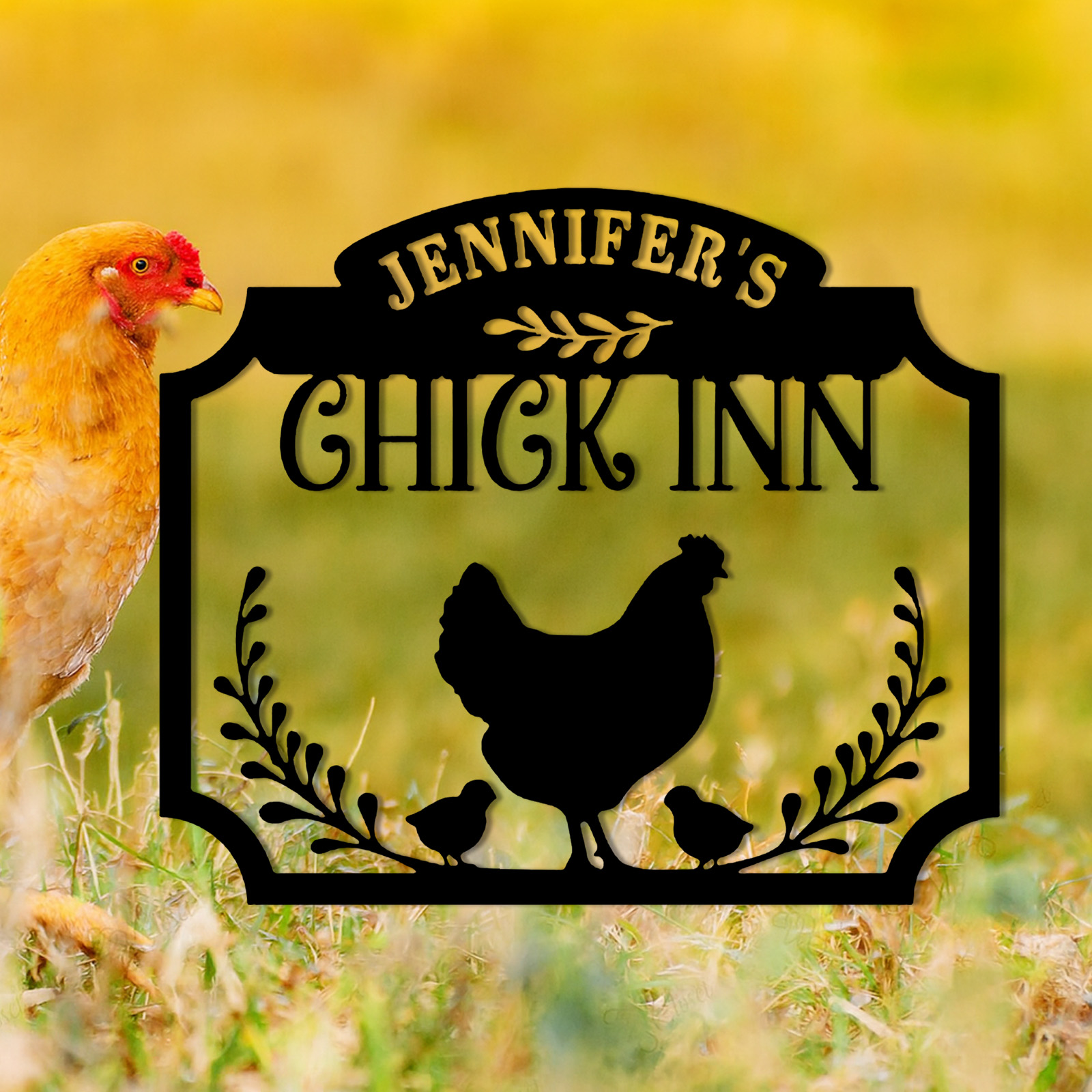 Custom Chicken Coop Metal Sign, Personalized Hen House Farm Sign, Outdoor Farmhouse Metal Wall Decor