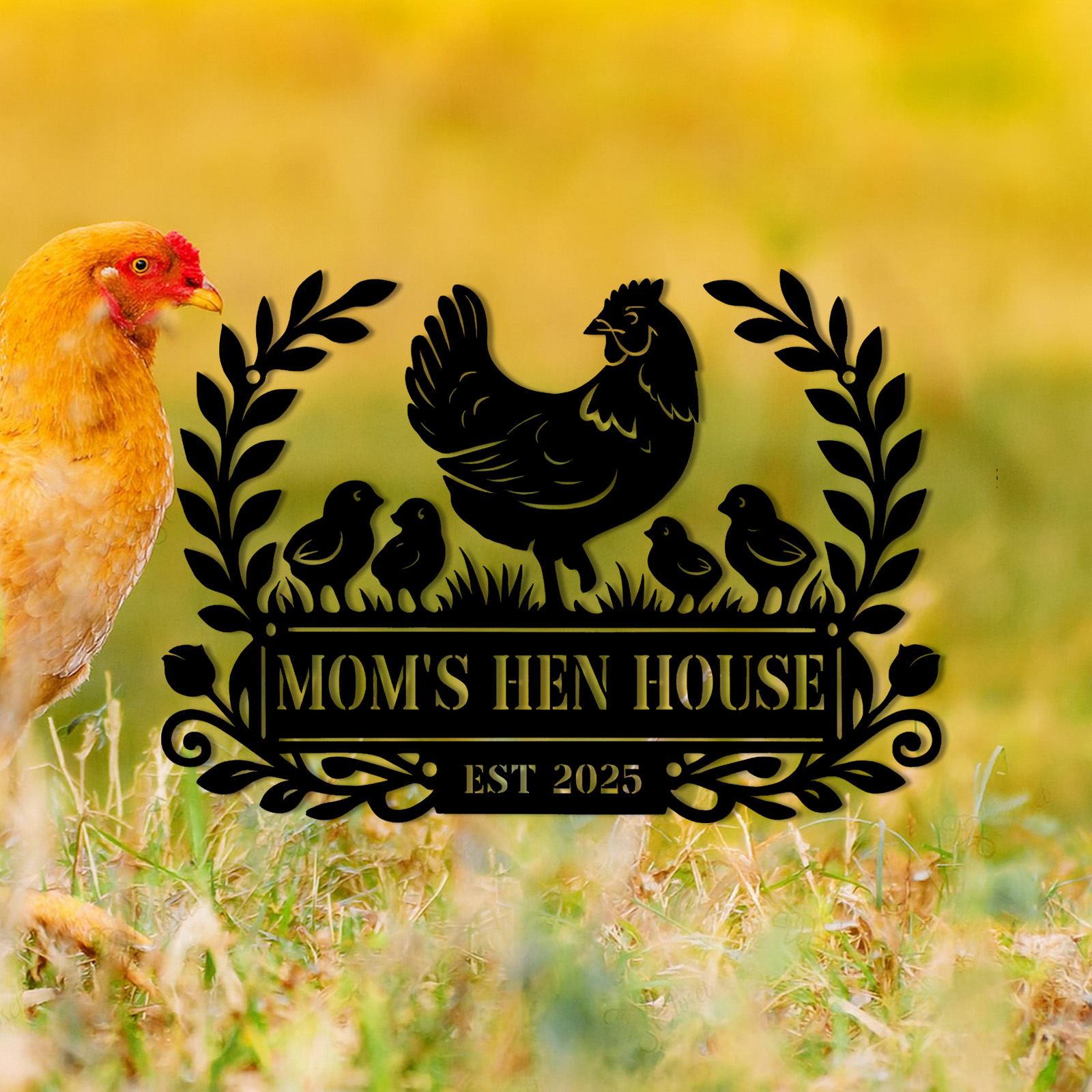 Custom Chicken Coop Metal Sign, Personalized Hen House Farm Sign, Outdoor Farmhouse Metal Wall Decor