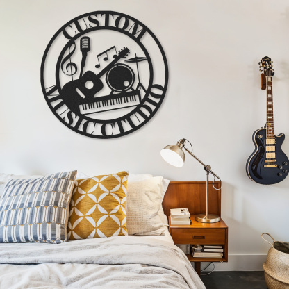 Custom Music Room Metal Sign, Personalized Musical Instruments Wall Art for Studio or Home, Gift for Music Lovers