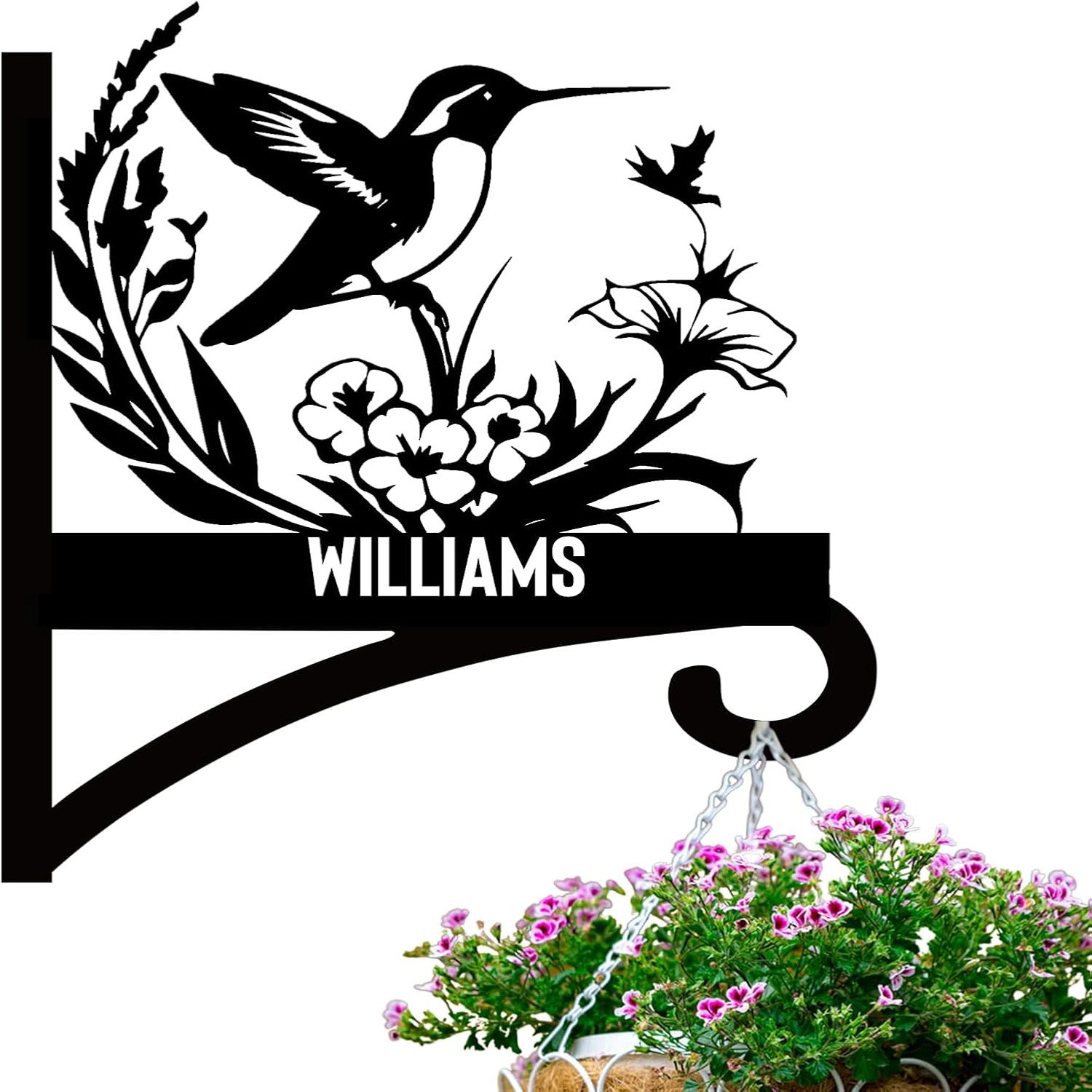 Personalized Metal Plant Hanger, Customizable Decorative Wall Basket Hanger Indoor Outdoor, Custom Bird Feeder Hangers-MetalsignX