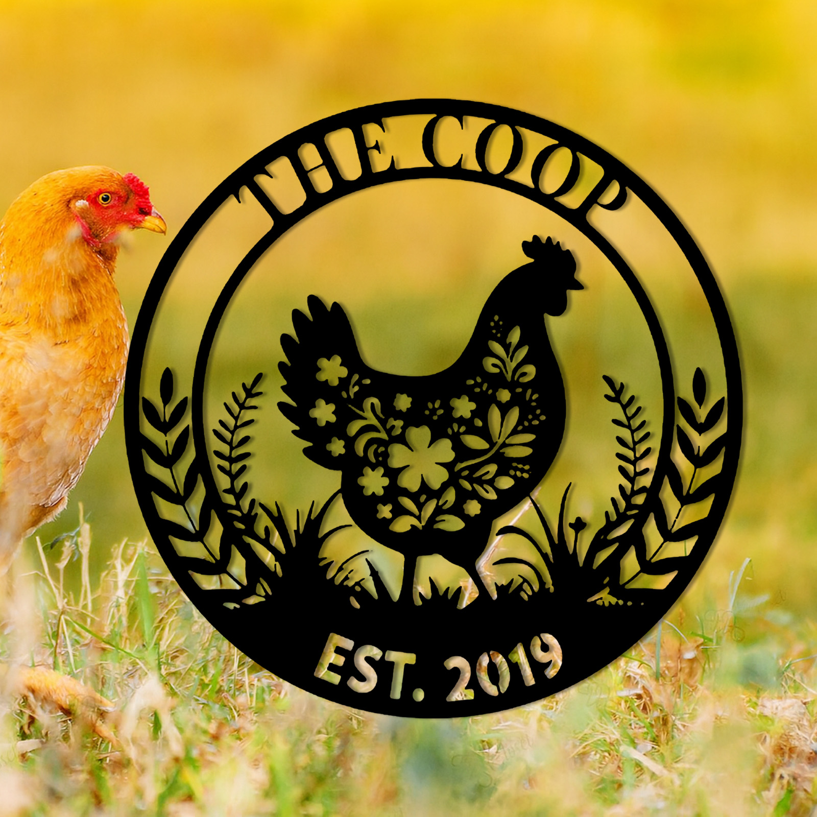 Custom Chicken Coop Metal Sign, Personalized Hen House Farm Sign, Outdoor Farmhouse Metal Wall Decor