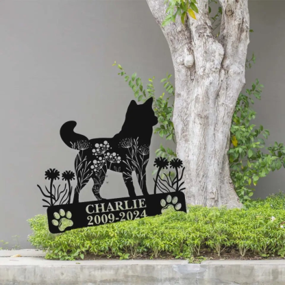 Custom Pet Memorial Garden Stake, Personalized Golden Retriever Silhouette Grave Marker with Name and Years, Outdoor Tribute Sign for Beloved Pets
