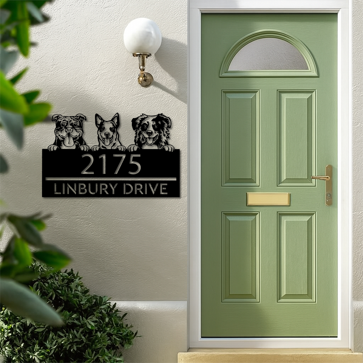 Personalized peeking dogs, puppy Metal Address Sign House number Hanging Address Plaque Yard Sign Outdoor decor Garden Stake