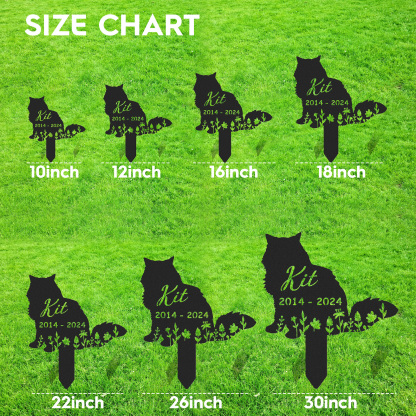 Personalized Metal Cat Grave Marker,Cat Memorial Stake with Flowers,Custom Cat Cemetery Stake