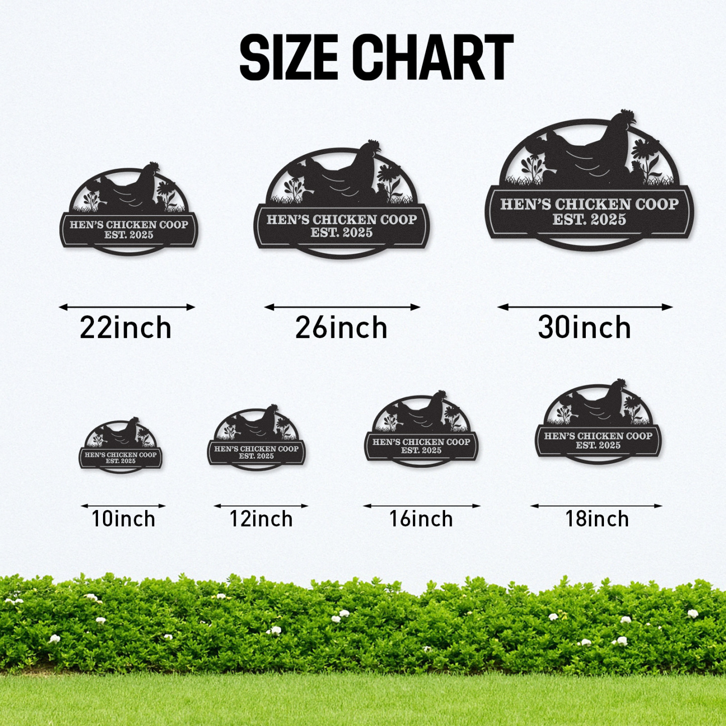 Custom Chicken Coop Metal Sign with Hen Design, Personalized Outdoor Farm Decor with Name and Est. Year