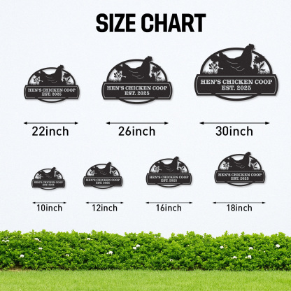 Custom Chicken Coop Metal Sign with Hen Design, Personalized Outdoor Farm Decor with Name and Est. Year