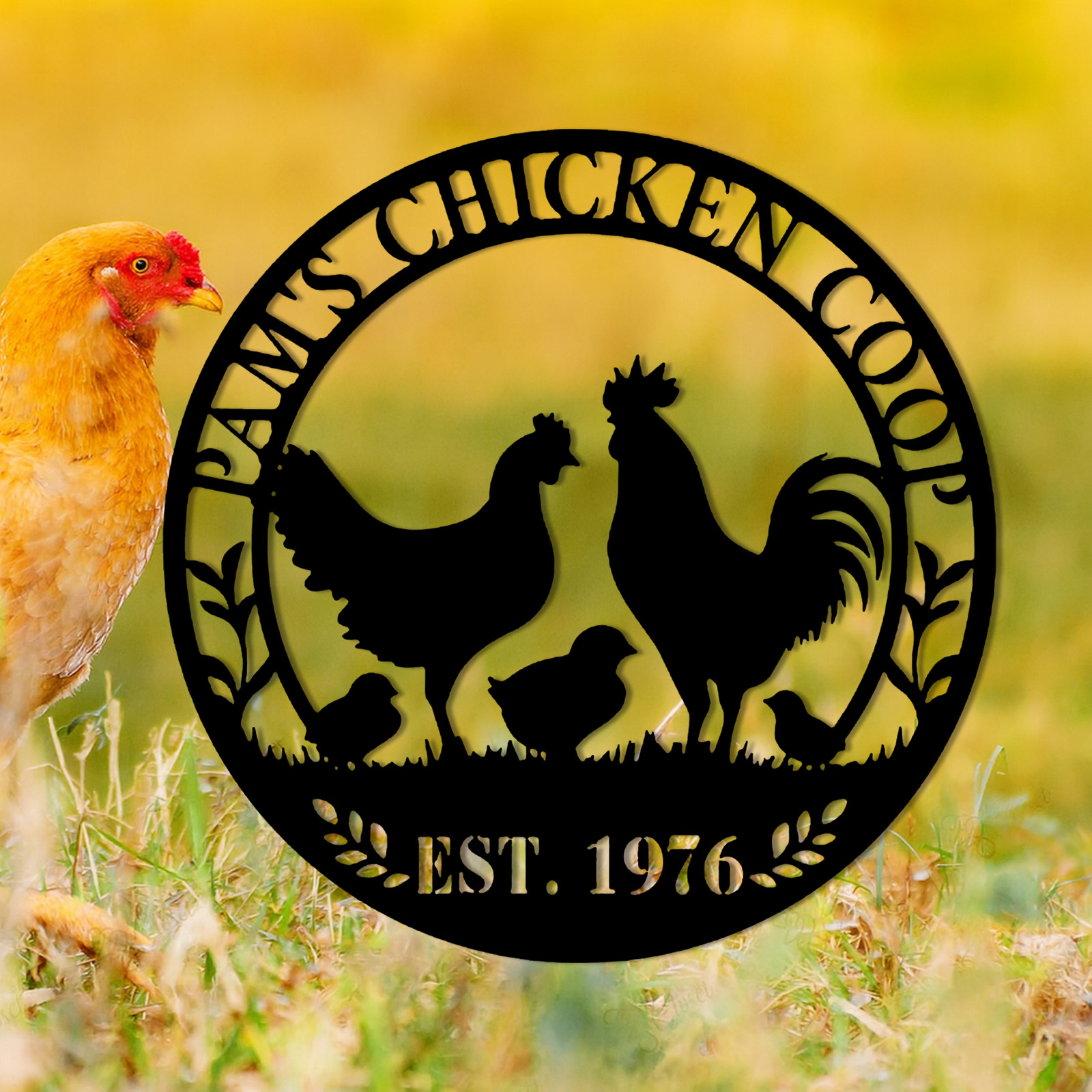 Custom Chicken Coop Metal Sign, Personalized Hen House Farm Sign, Outdoor Farmhouse Metal Wall Decor