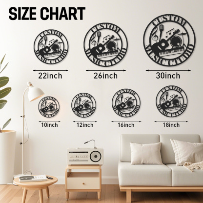 Custom Music Room Metal Sign, Personalized Musical Instruments Wall Art for Studio or Home, Gift for Music Lovers