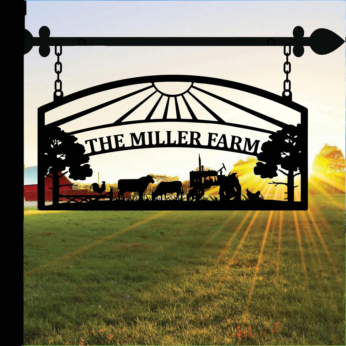 Personalized Farm House Metal Sign | Family Name Sign | Metal Wall Decor