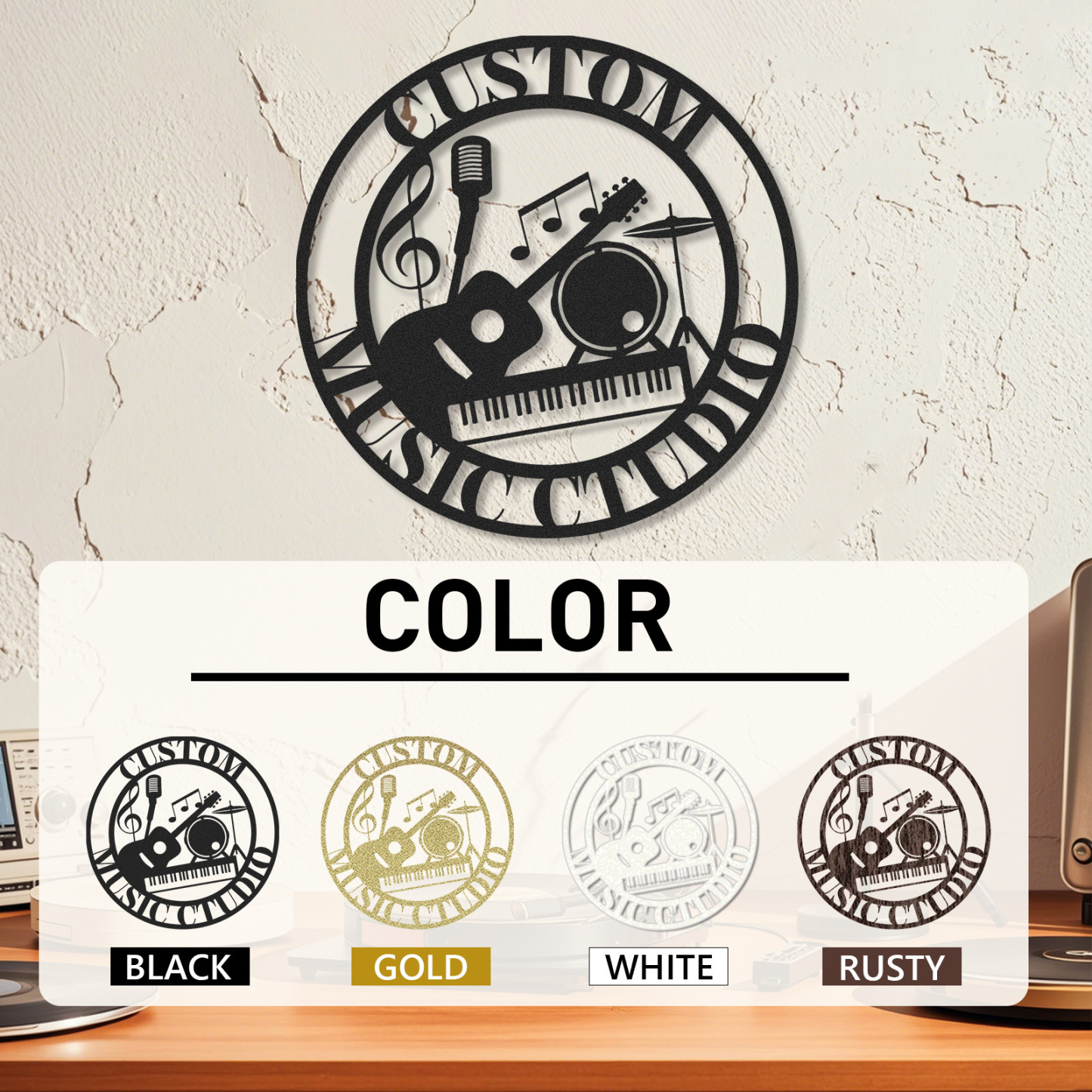 Custom Music Room Metal Sign, Personalized Musical Instruments Wall Art for Studio or Home, Gift for Music Lovers