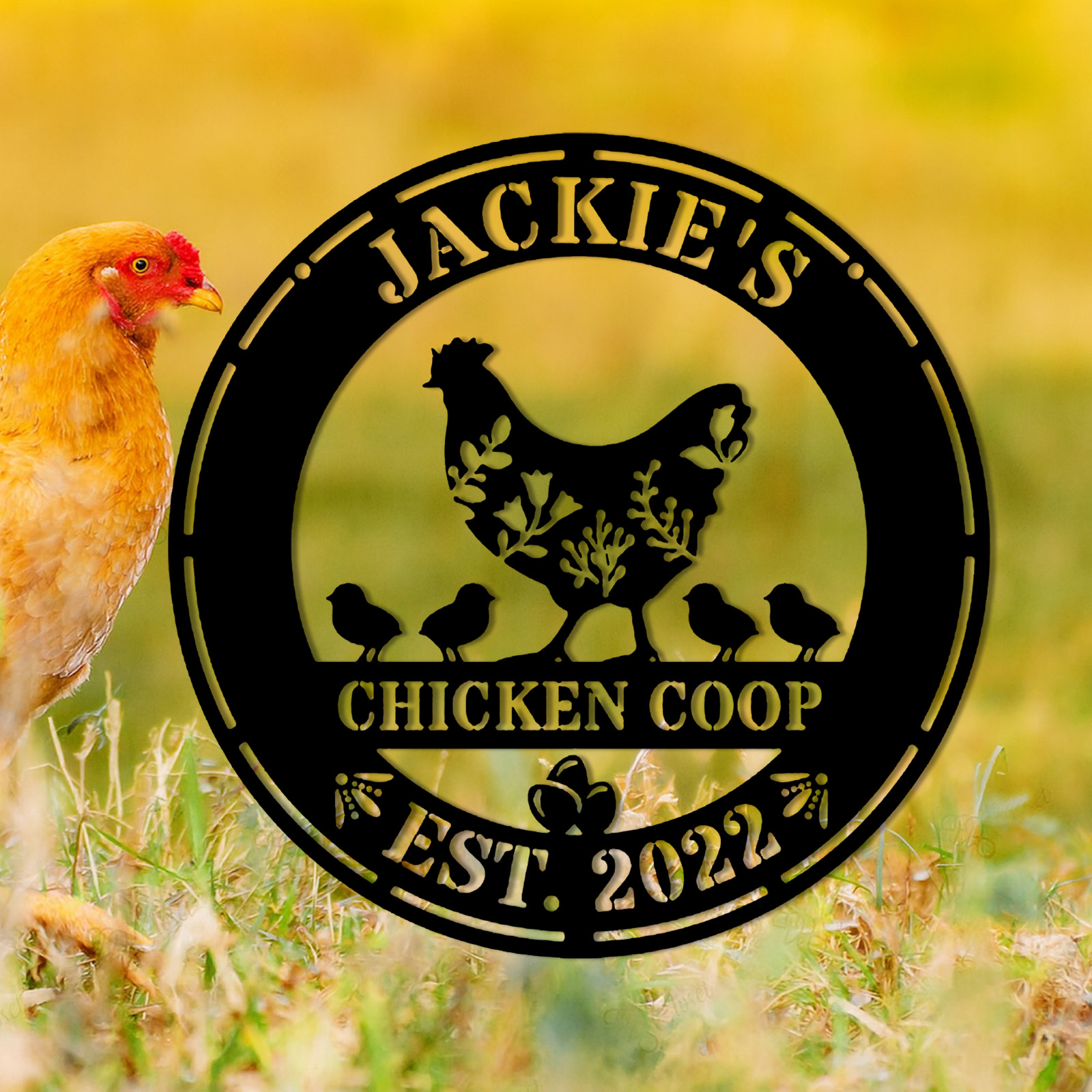 Custom Chicken Coop Sign,Chicken Coop Name Sign,Farm Chicken Coop Wall Sign,Hen House Metal Decor, Hen House Decor,Chicken Lover Gift