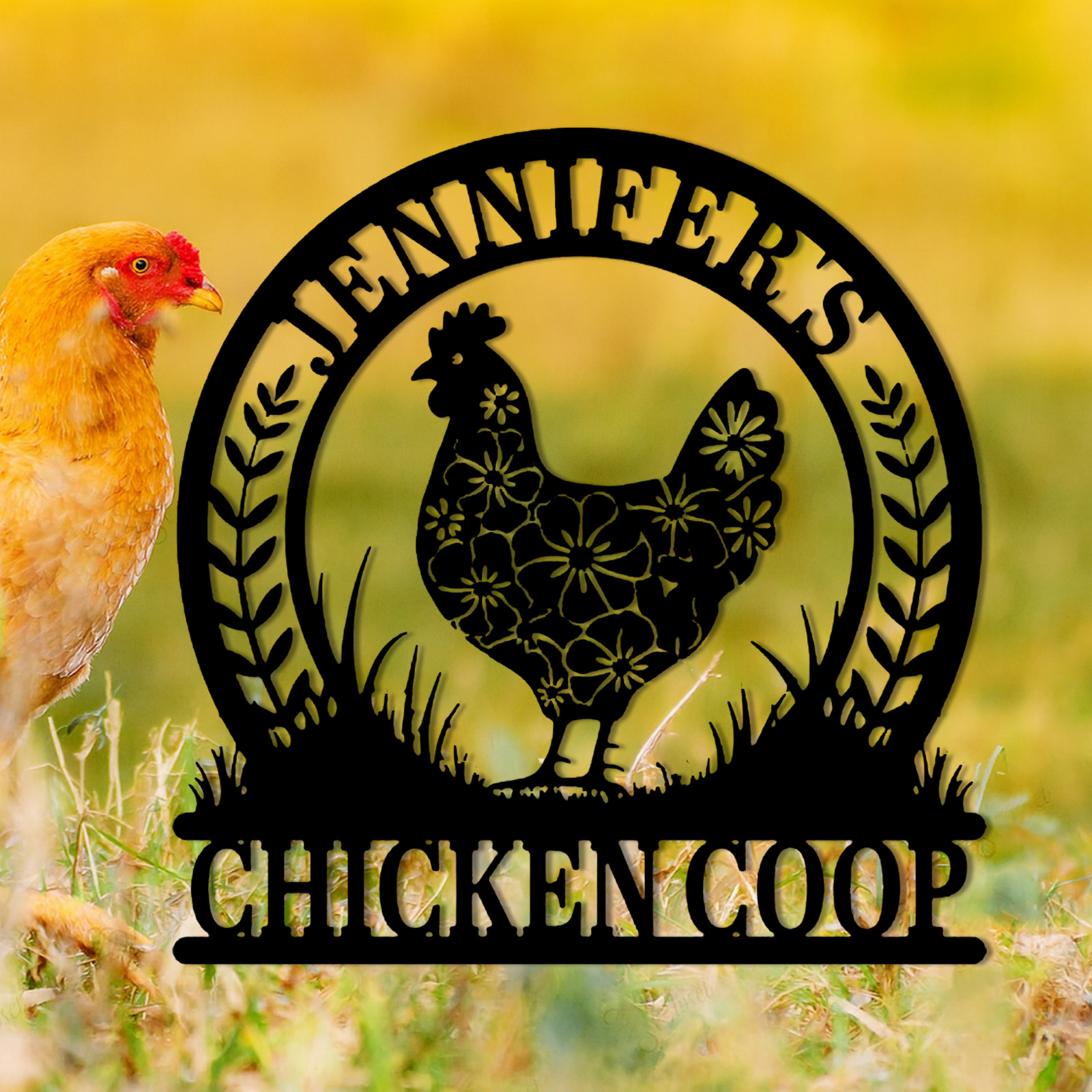 Custom Chicken Coop Metal Sign, Personalized Hen House Farm Sign, Outdoor Farmhouse Metal Wall Decor
