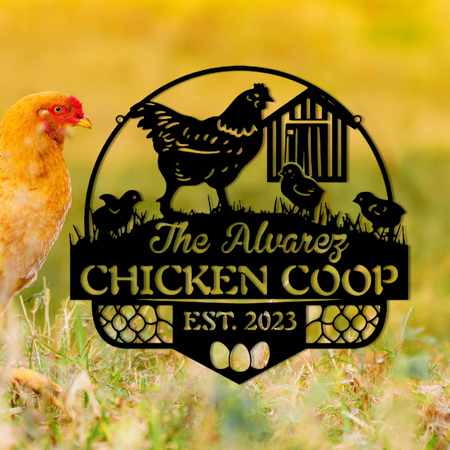 Custom Chicken Coop Sign,Chicken Coop Name Sign,Farm Chicken Coop Wall Sign,Hen House Metal Decor, Hen House Decor,Chicken Lover Gift