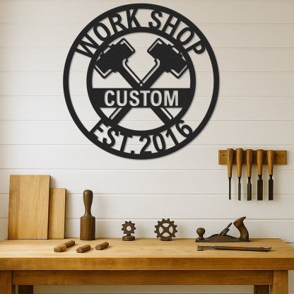 Custom Ranch Axe Sign, Personalized Metal Ranch Decor, Rustic Cabin Workshop Sign, Ranch House Gift