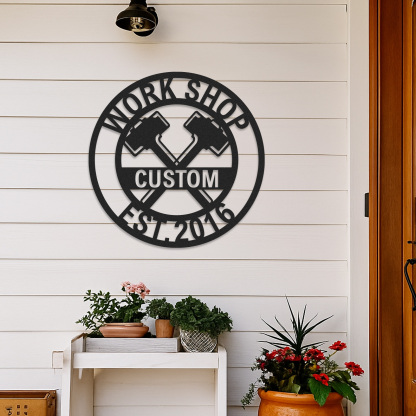 Custom Ranch Axe Sign, Personalized Metal Ranch Decor, Rustic Cabin Workshop Sign, Ranch House Gift