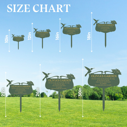 Personalized Garden Sign with Quote and Hummingbird, Custom Metal Garden Plaque, Elegant Floral Yard Stake, Garden Memorial Sign for Outdoor Decor