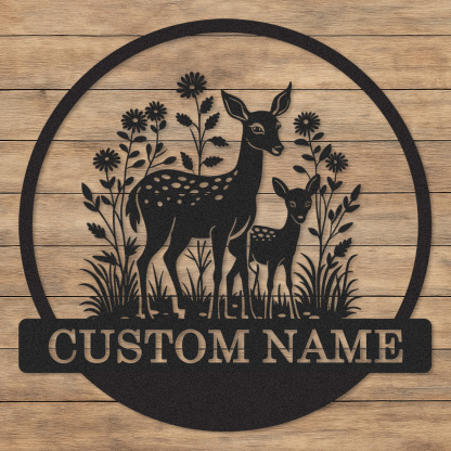 Woodland Deer Metal Sign Custom Name Garden Decor Gift for Moms or Animal Lovers