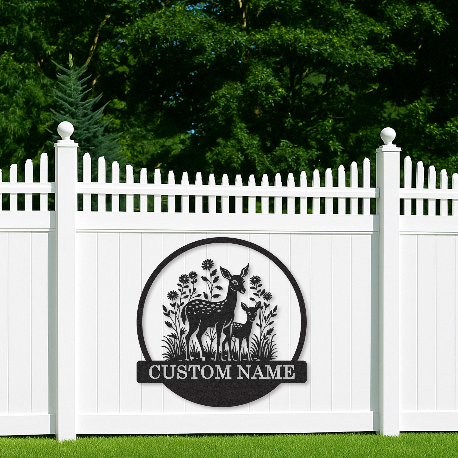 Woodland Deer Metal Sign Custom Name Garden Decor Gift for Moms or Animal Lovers