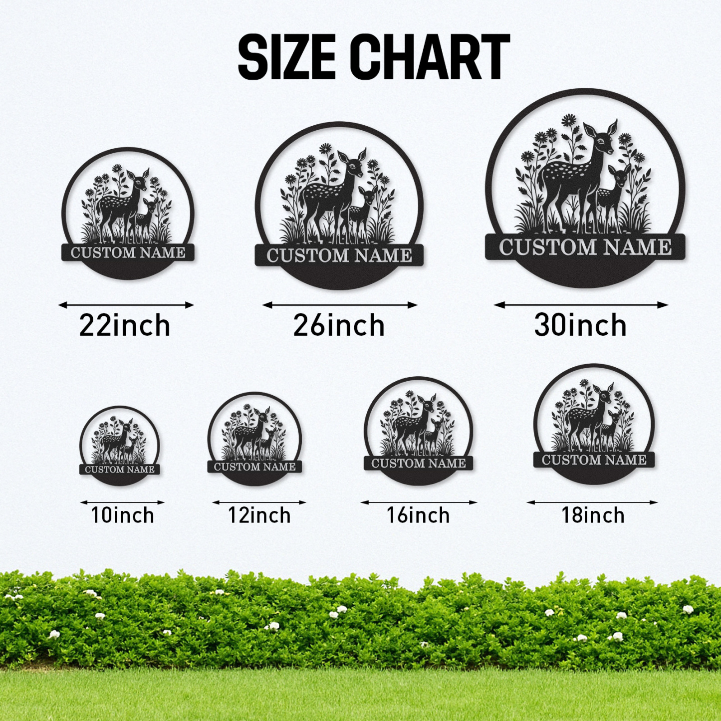 Woodland Deer Metal Sign Custom Name Garden Decor Gift for Moms or Animal Lovers