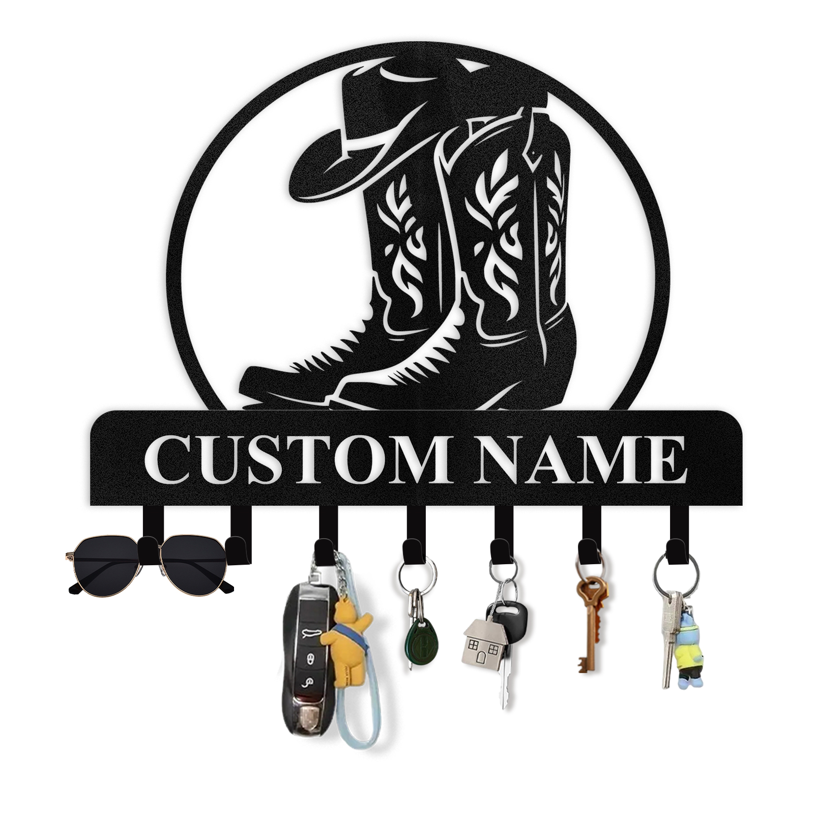 Personalized Cowgirl Metal Coat Hooks, Key Holder Wall Mount, Clothes 