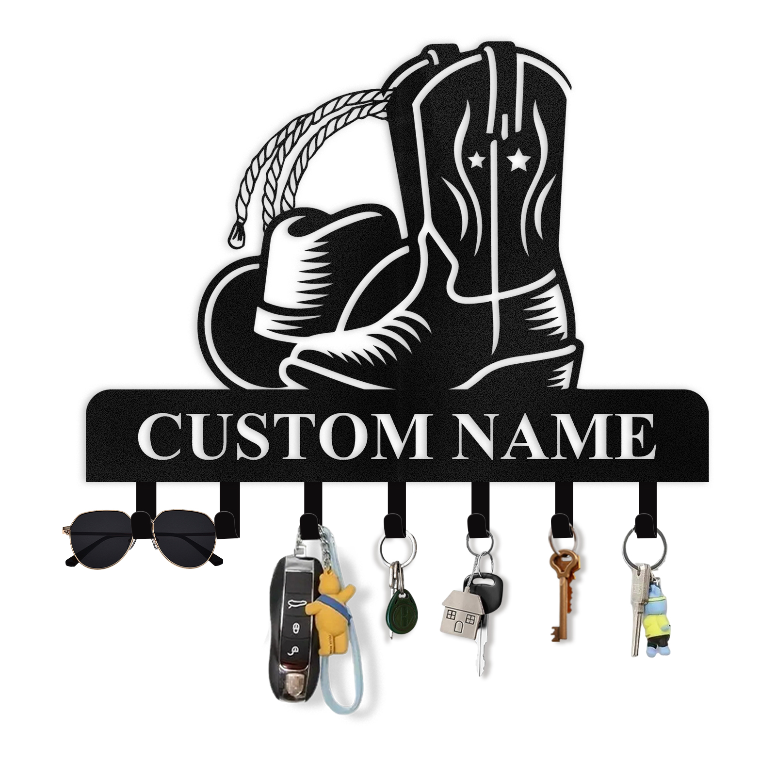 Personalized Cowgirl Metal Coat Hooks, Key Holder Wall Mount, Clothes 