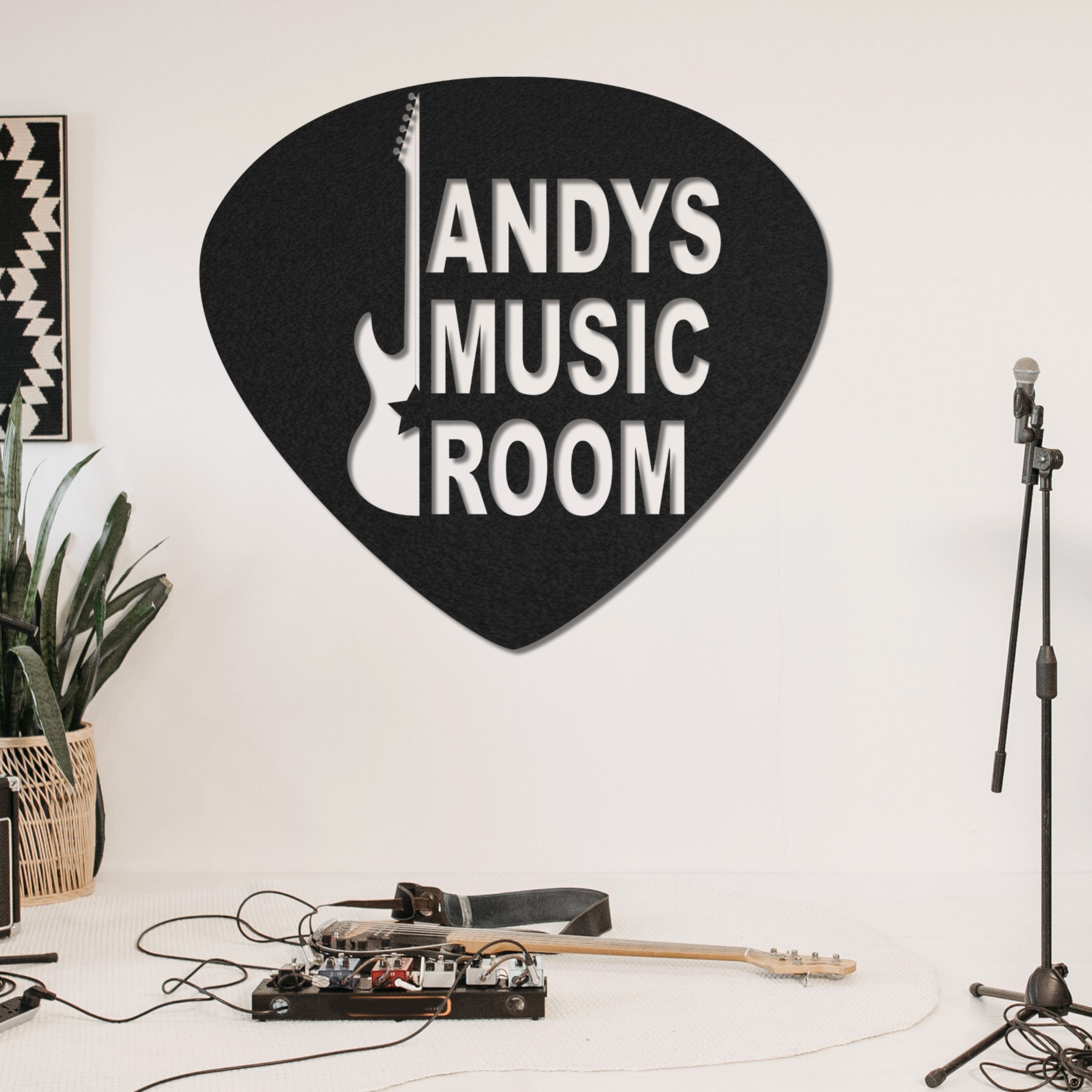 Customized Metal Sign, Personalized Musical Theme Metal Sign, Guitar Wall Art, Music Room Accessories, Custom Guitar Wall Decor for Bedroom Studio Mancave, Music Teacher Gifts