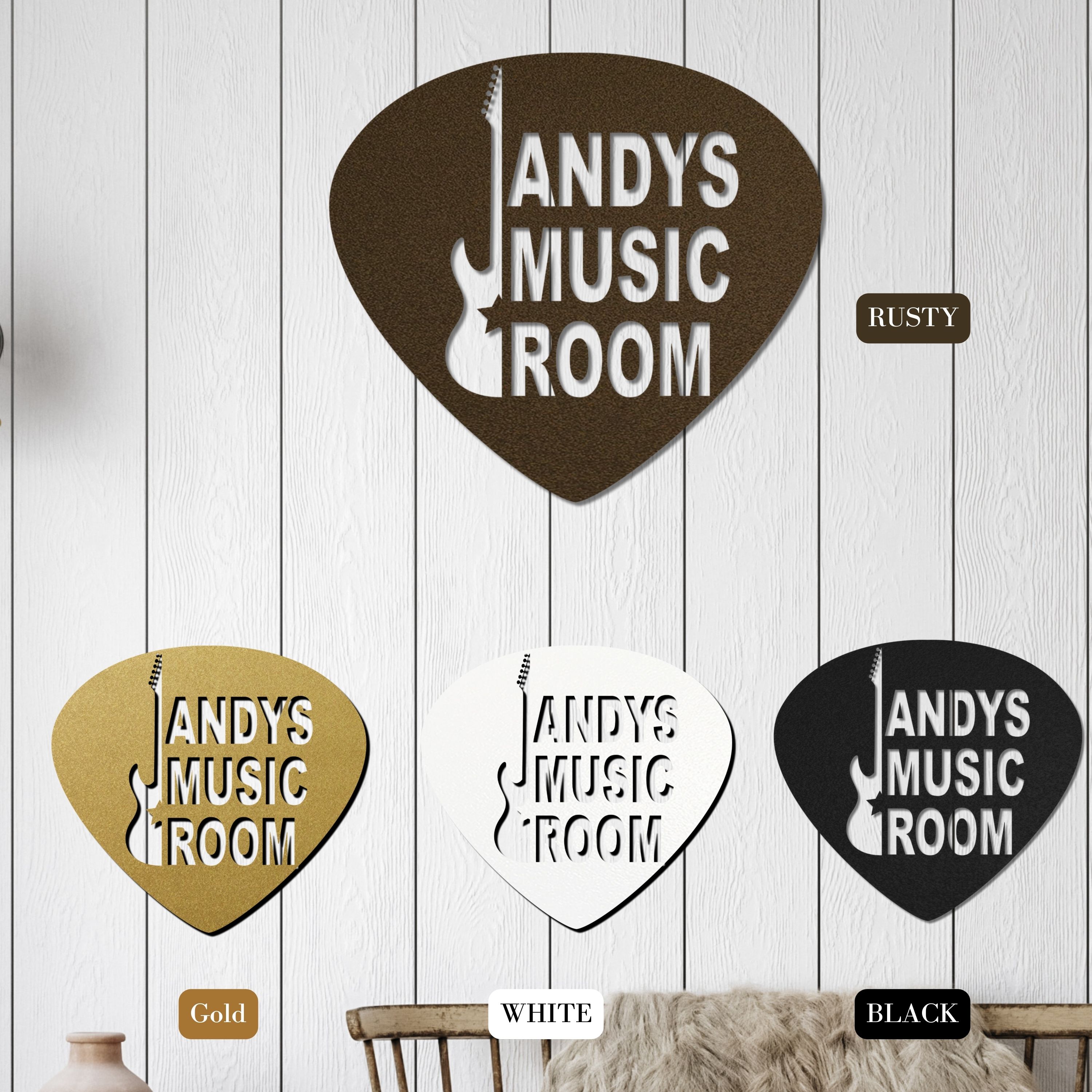 Customized Metal Sign, Personalized Musical Theme Metal Sign, Guitar Wall Art, Music Room Accessories, Custom Guitar Wall Decor for Bedroom Studio Mancave, Music Teacher Gifts