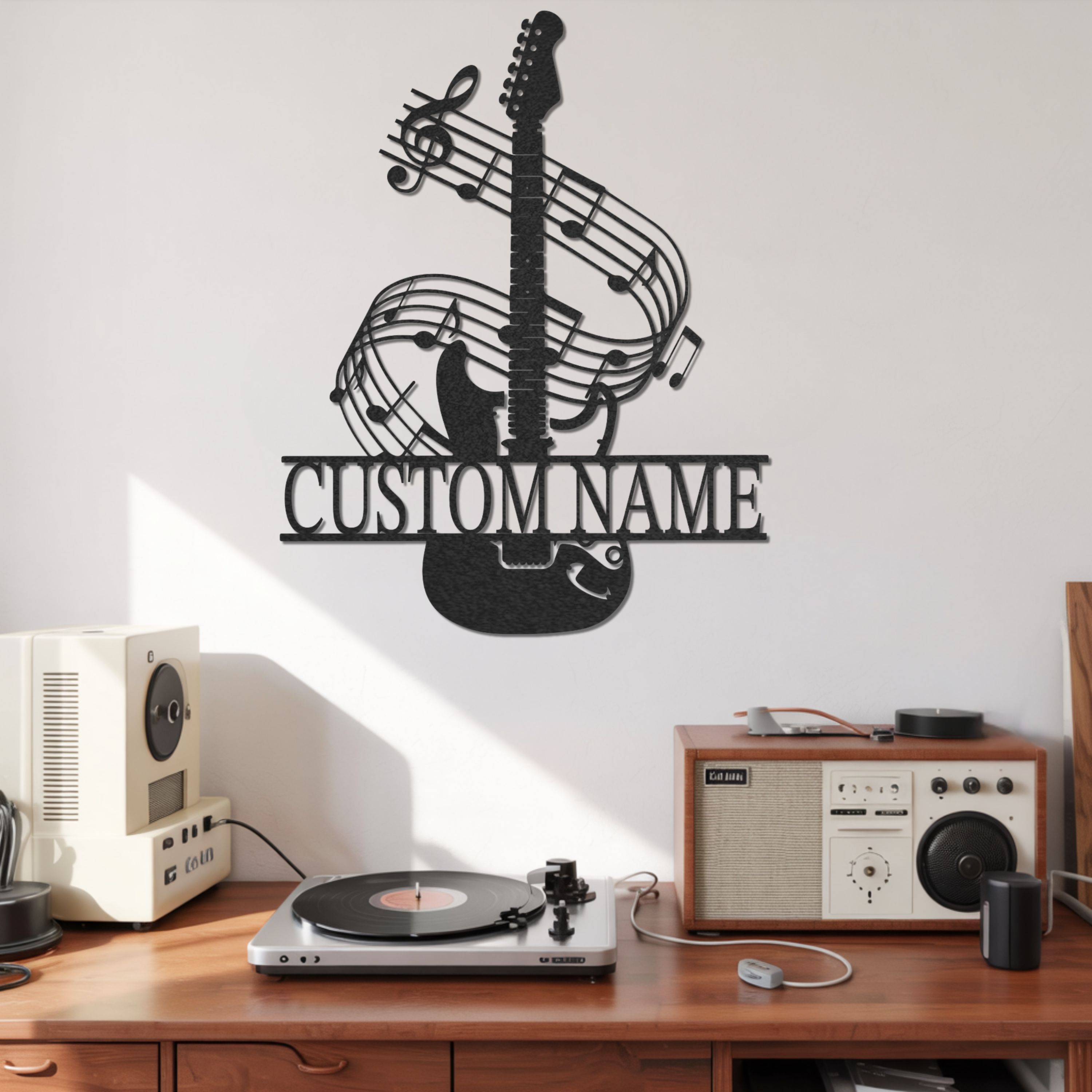 Customized Metal Sign, Personalized Musical Theme Metal Sign, Guitar W