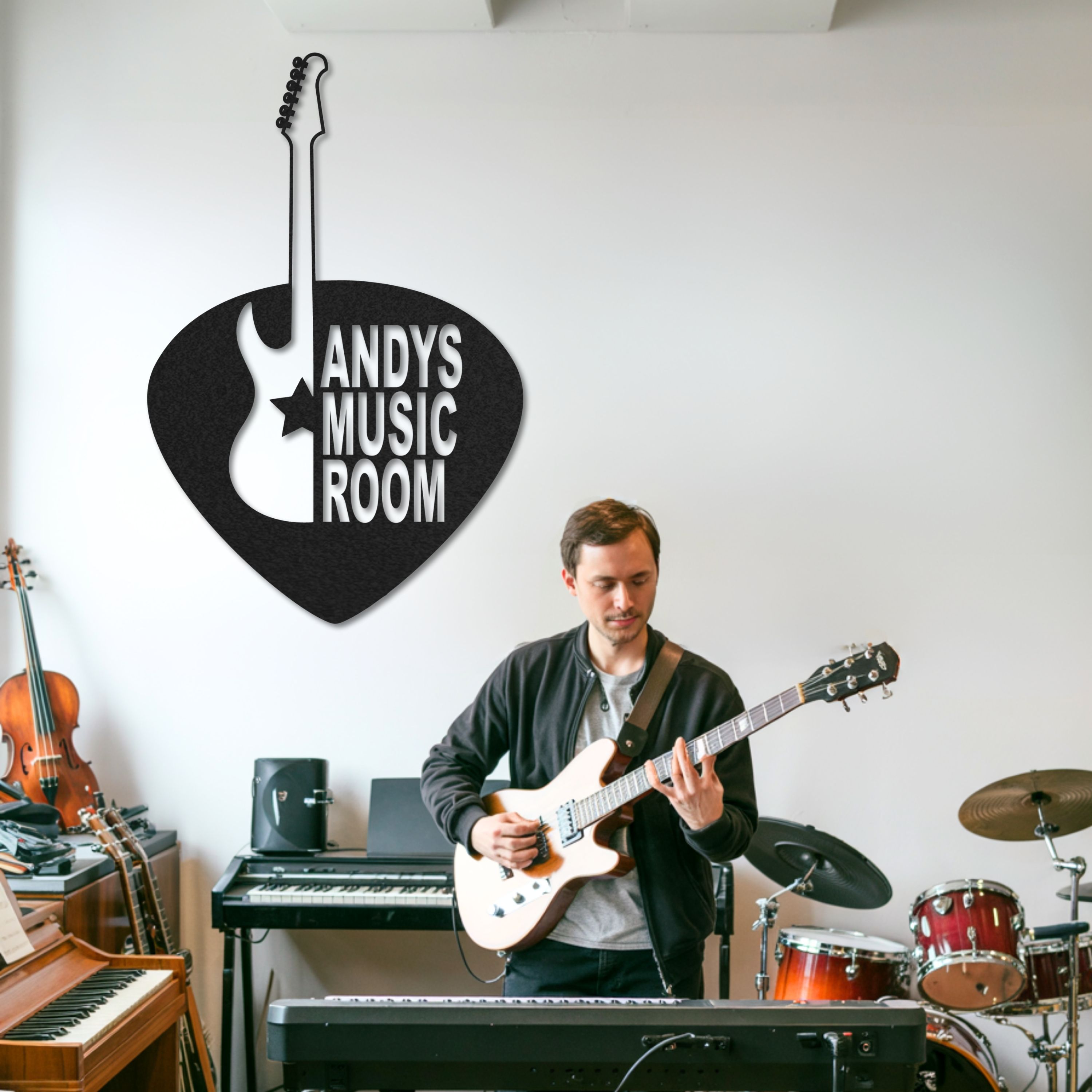 Customized Metal Sign, Personalized Musical Theme Metal Sign, Guitar W