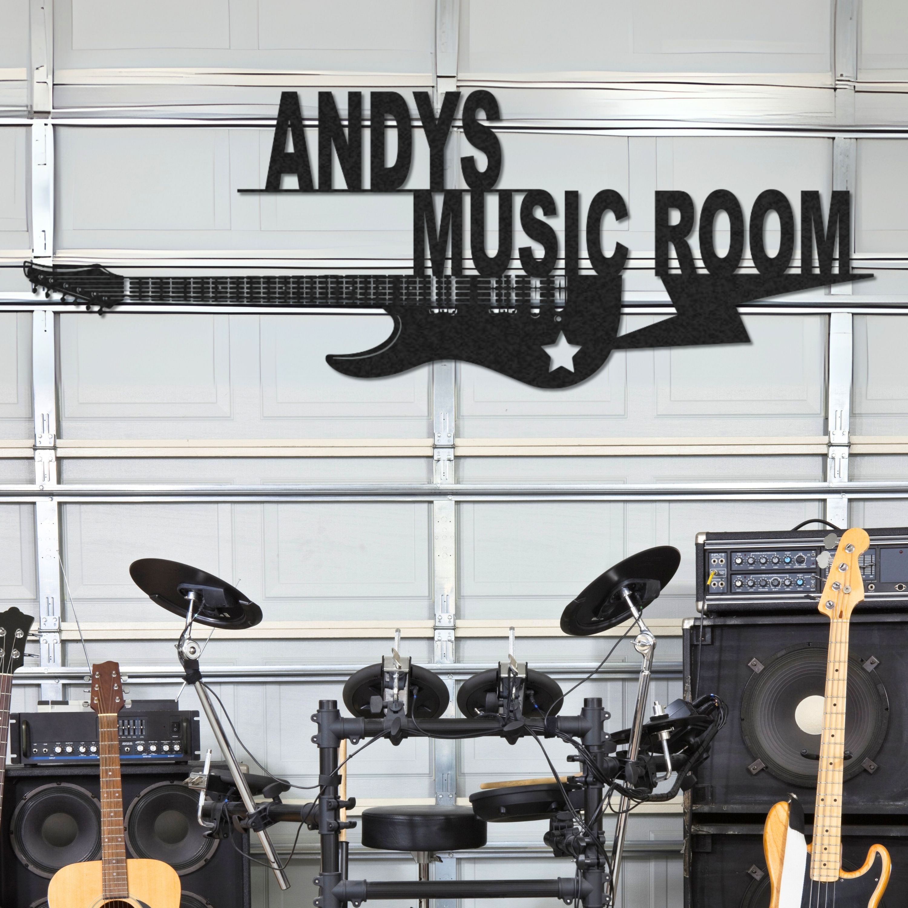 Customized Metal Sign, Personalized Musical Theme Metal Sign, Guitar W
