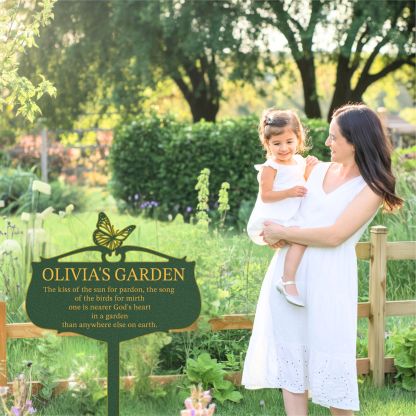 Personalized Garden Metal Sign, Custom Garden Stake, Vintage Yard Art with Stakes, Outdoor Decor Gift for Plant Lovers