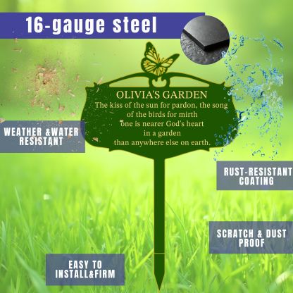 Personalized Garden Metal Sign, Custom Garden Stake, Vintage Yard Art with Stakes, Outdoor Decor Gift for Plant Lovers