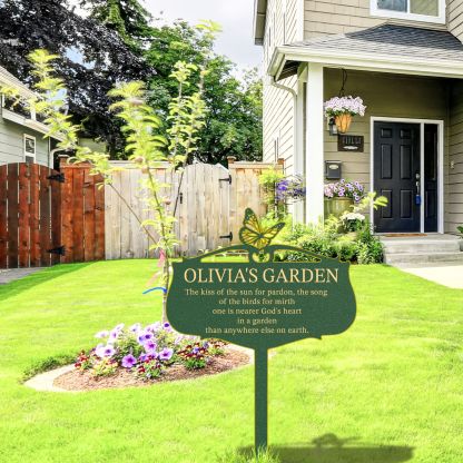 Personalized Garden Metal Sign, Custom Garden Stake, Vintage Yard Art with Stakes, Outdoor Decor Gift for Plant Lovers