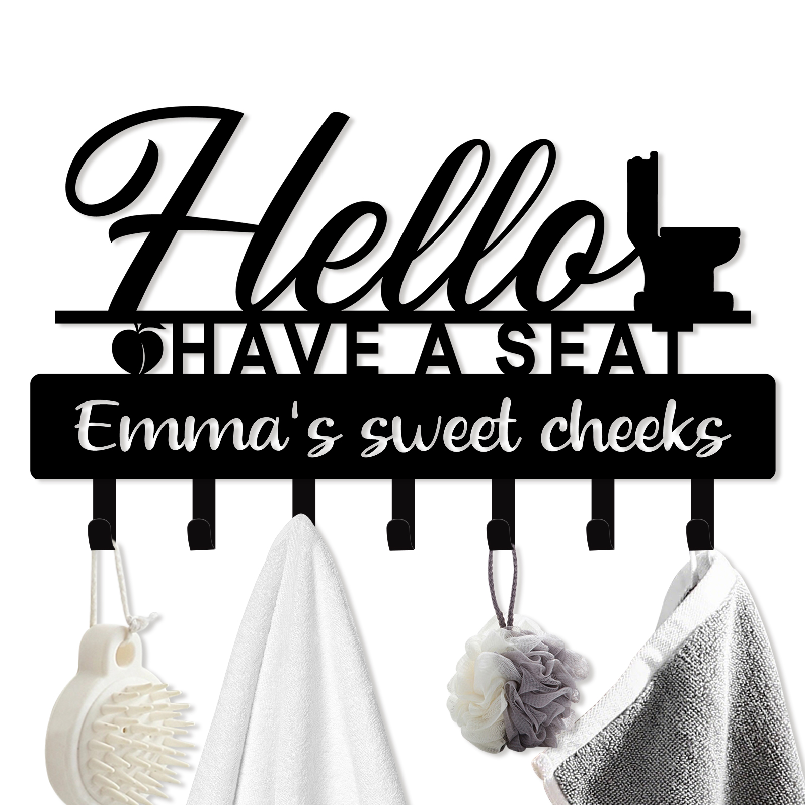 Personalized Towel Hooks, Hand Towel Holder for Bathroom, Robe Hanger 