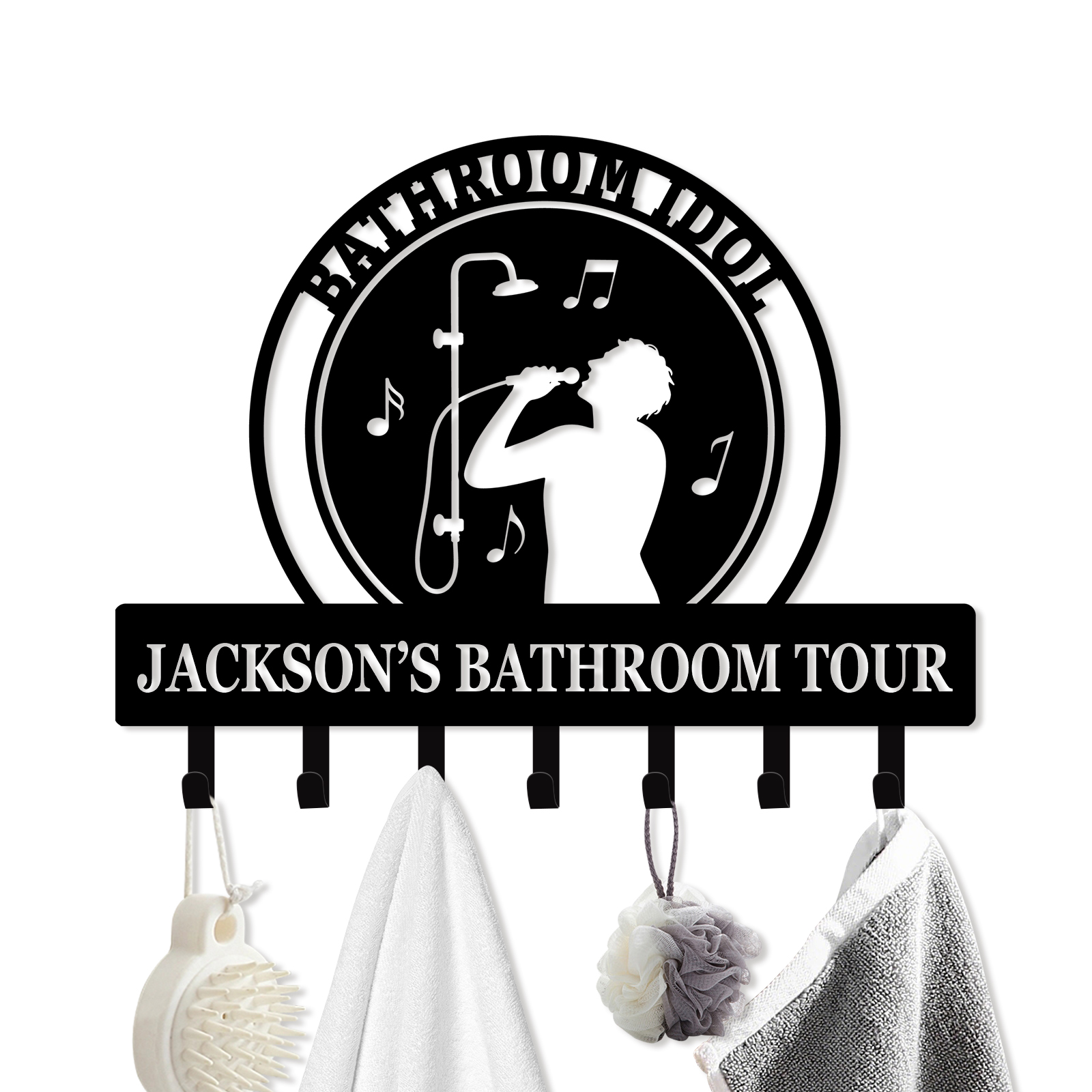 Personalized Towel Hooks, Hand Towel Holder for Bathroom, Robe Hanger 