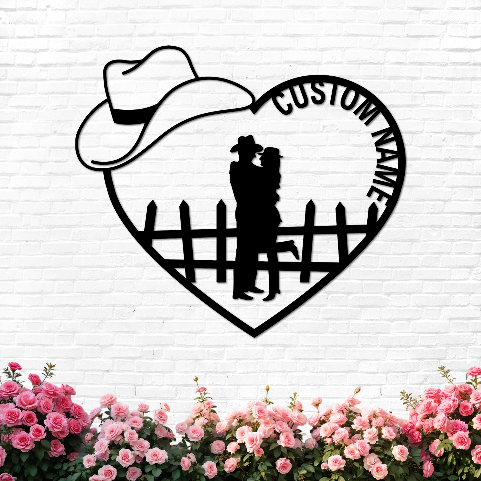 Duckbe Personalized Cowboy Couple Sign, Western Home Decor, Custom Metal Name Sign, Rustic Western Wall Art, Cowboy Cowgirl Wall Decor, Wedding Anniversary Gifts for Couples 2025 Color10