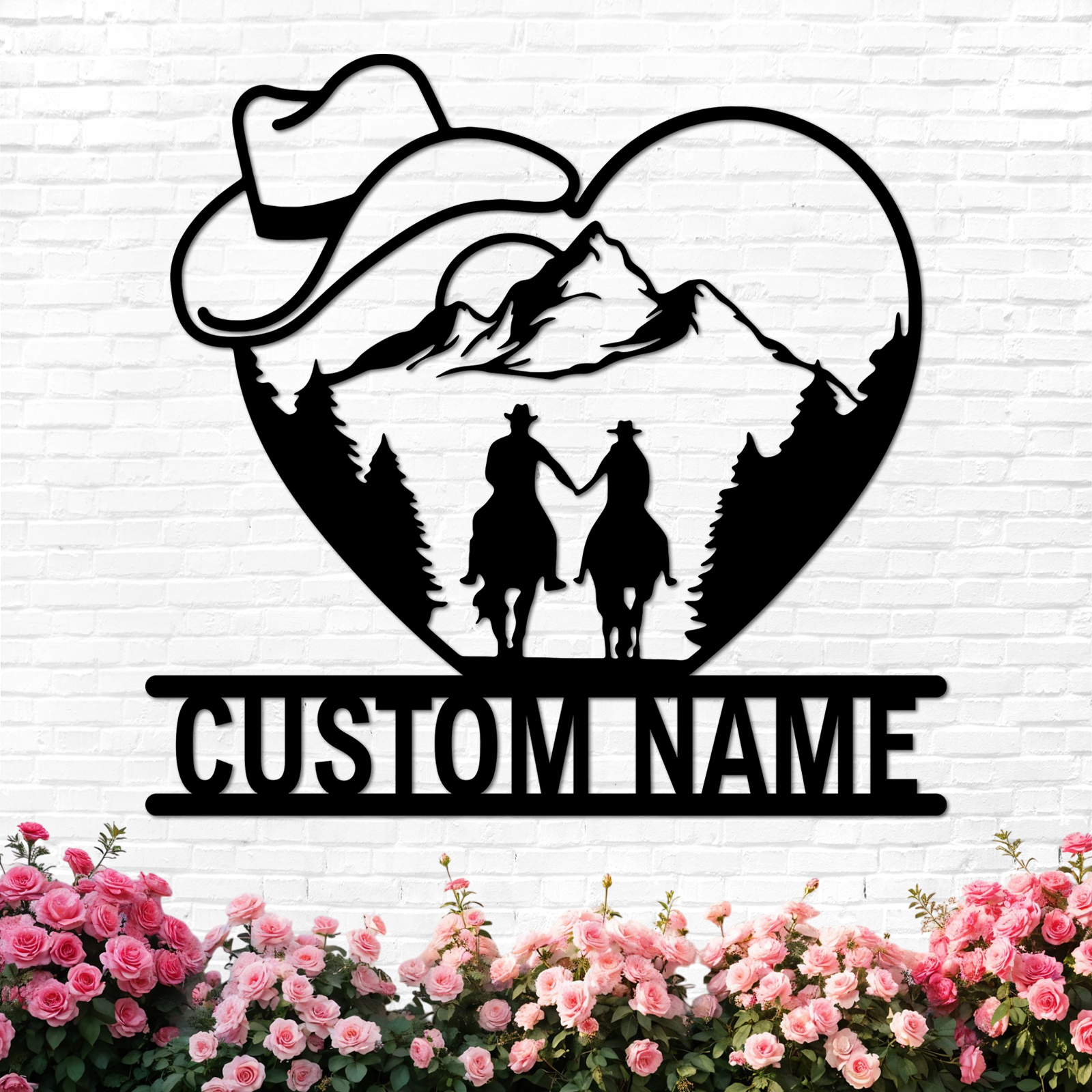 Duckbe Personalized Cowboy Couple Sign, Western Home Decor, Custom Metal Name Sign, Rustic Western Wall Art, Cowboy Cowgirl Wall Decor, Wedding Anniversary Gifts for Couples 2025 Color10