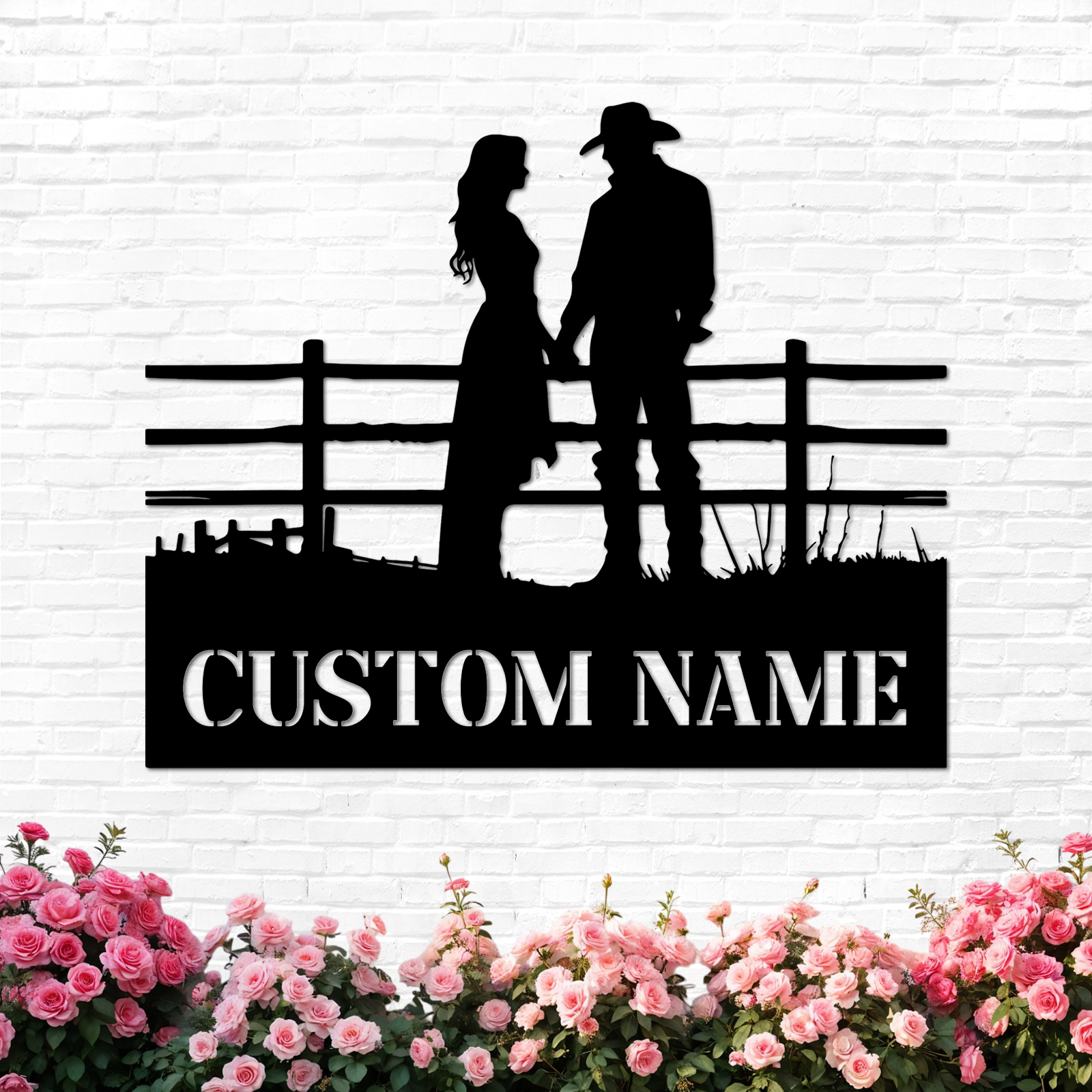 Duckbe Personalized Cowboy Couple Sign, Western Home Decor, Custom Metal Name Sign, Rustic Western Wall Art, Cowboy Cowgirl Wall Decor, Wedding Anniversary Gifts for Couples 2025 Color10