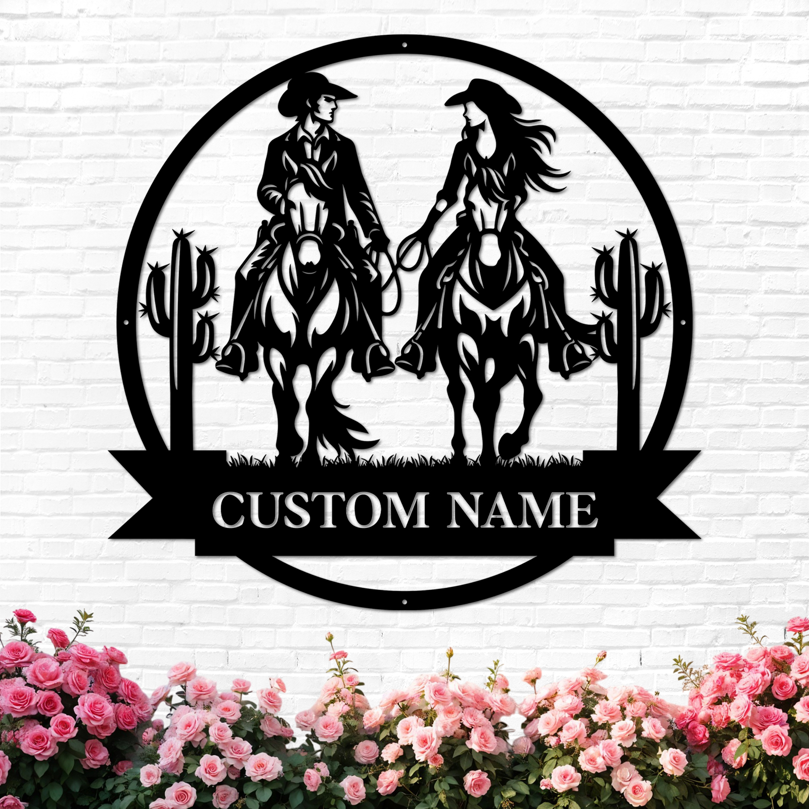 Duckbe Personalized Cowboy Couple Sign, Western Home Decor, Custom Metal Name Sign, Rustic Western Wall Art, Cowboy Cowgirl Wall Decor, Wedding Anniversary Gifts for Couples 2025 Color10
