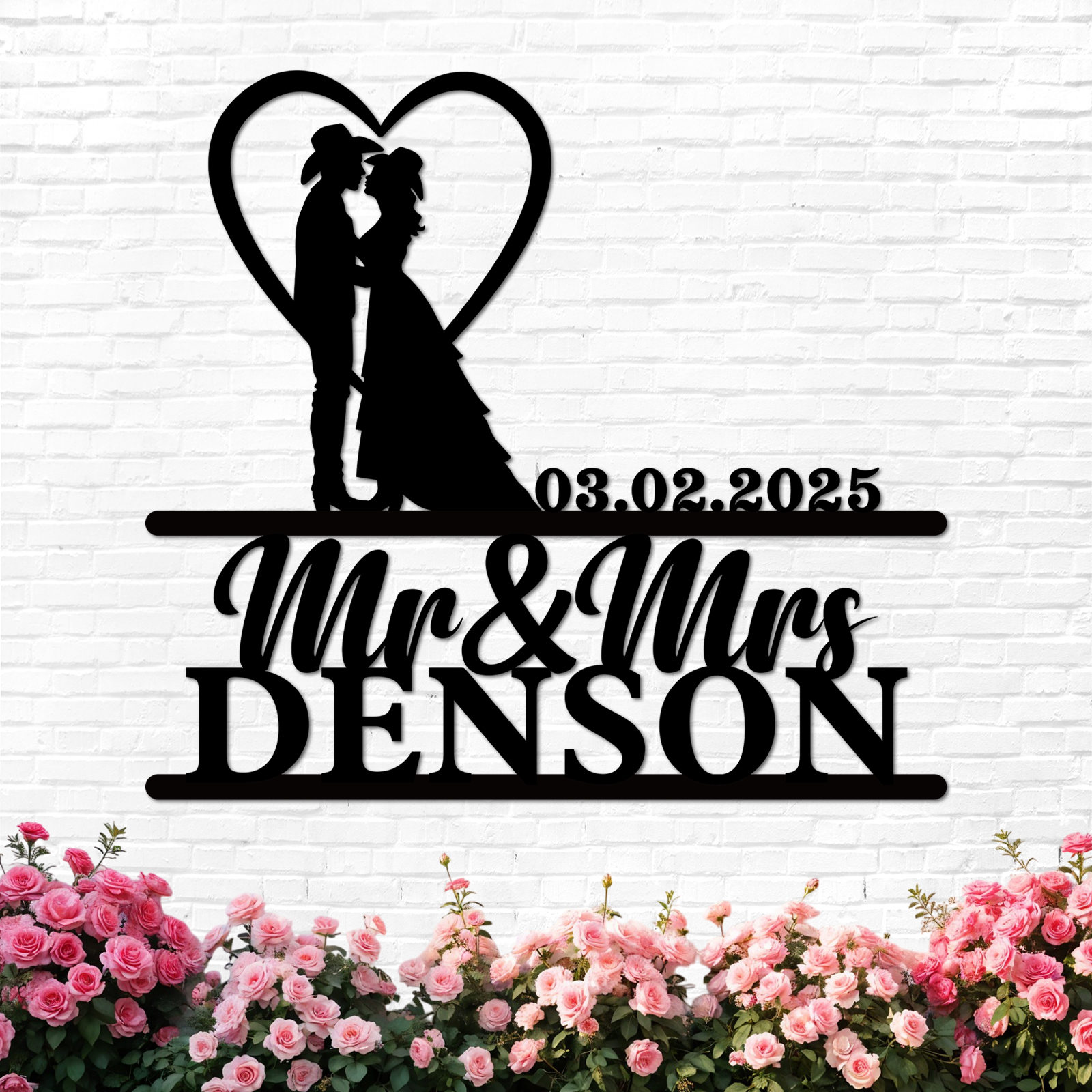 Duckbe Personalized Cowboy Couple Sign, Western Home Decor, Custom Metal Name Sign, Rustic Western Wall Art, Cowboy Cowgirl Wall Decor, Wedding Anniversary Gifts for Couples 2025 Color10