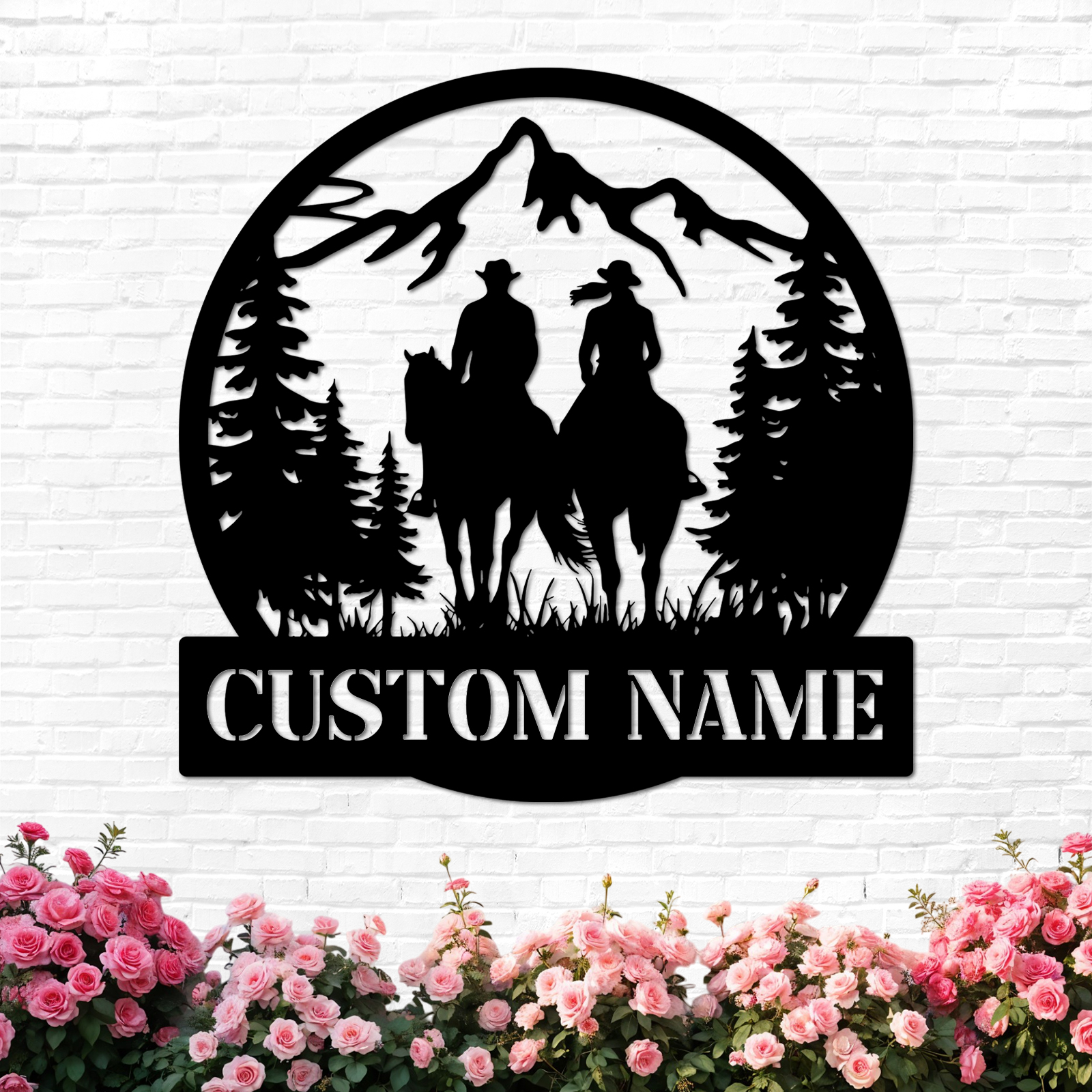 Duckbe Personalized Cowboy Couple Sign, Western Home Decor, Custom Metal Name Sign, Rustic Western Wall Art, Cowboy Cowgirl Wall Decor, Wedding Anniversary Gifts for Couples 2025 Color10