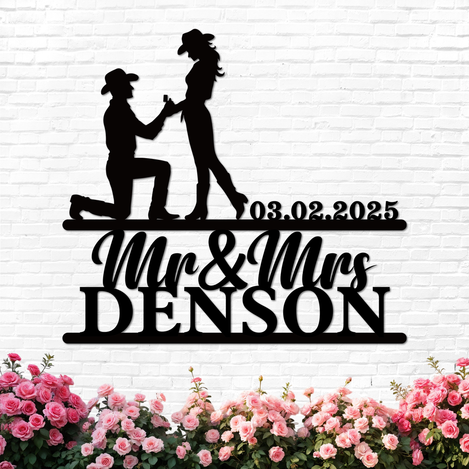 Duckbe Personalized Cowboy Couple Sign, Western Home Decor, Custom Metal Name Sign, Rustic Western Wall Art, Cowboy Cowgirl Wall Decor, Wedding Anniversary Gifts for Couples 2025 Color10