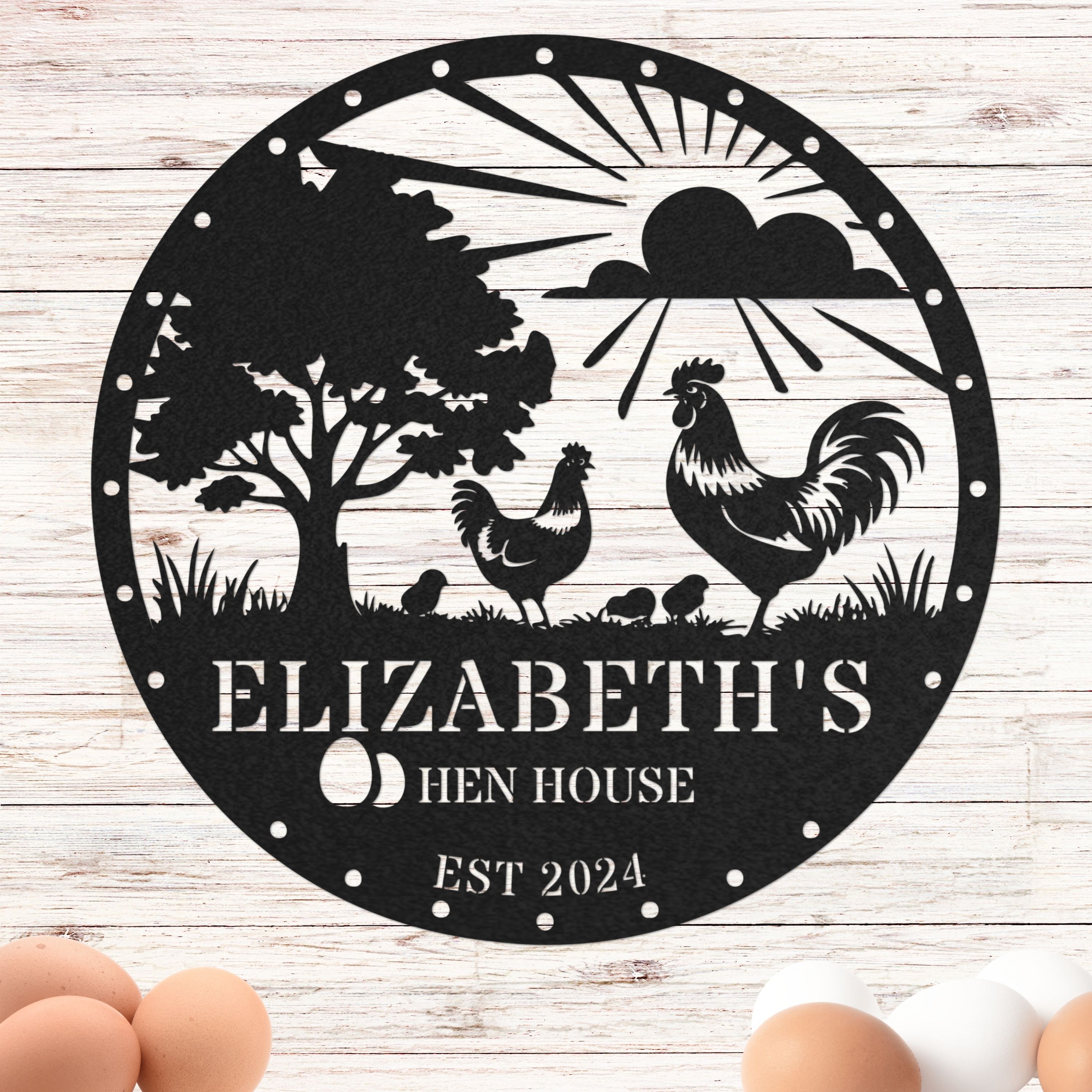 Personalized Chicken Coop Metal Sign, Rustic Farmhouse Wall Decor, Custom Hen House Sign, Handmade Gift for Chicken Lovers
