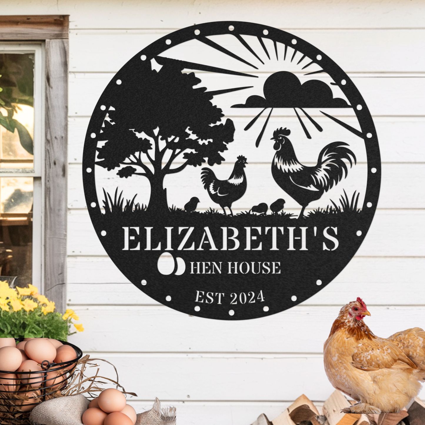Personalized Chicken Coop Metal Sign, Rustic Farmhouse Wall Decor, Custom Hen House Sign, Handmade Gift for Chicken Lovers