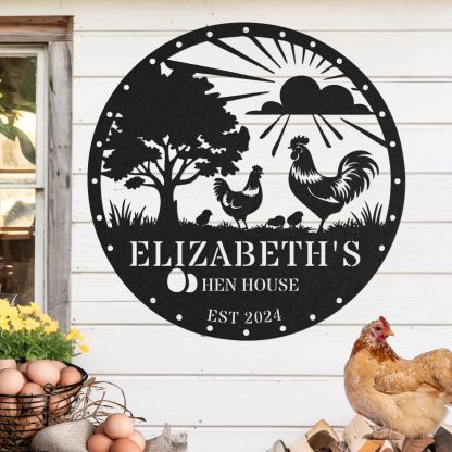 Personalized Chicken Coop Metal Sign, Rustic Farmhouse Wall Decor, Custom Hen House Sign, Handmade Gift for Chicken Lovers